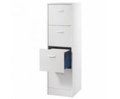 Meuble classeur 4 tiroirs pour dossiers suspendus - Coloris - Blanc - Caissons et casiers de bureau