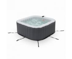 Spa MSPA gonflable carré Fjord 4 gris - Jacuzzi 4 personnes carré 160cm, PVC, pompe, chauffage, gonfleur, filtre - Jacuzzi et sauna
