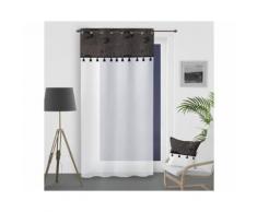 SOLEIL DOCRE Voile a oeillets Oasis - 100% coton - 135 x 250 cm - Noir - Rideaux et stores