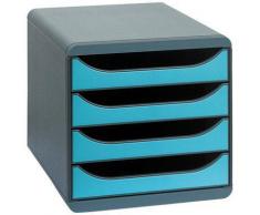Module 4 tiroirs ouvert big box turquoise - Corbeille, bac à courrier, poubelle