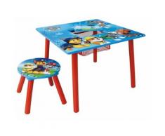 FUN HOUSE PAT'PATROUILLE Table carrée avec Rangement/Tabouret pour Enfant, MDF, 65 x 65 x 10 cm - Décoration de chambre