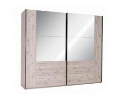 Armoire 2 portes miroirs effet bois Paris - Armoire