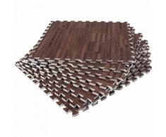 Gorilla Sports - Tapis de protection interconnectables de 1,2cm en mousse - EVA 8 carré de 60x60cm - Bois foncé - Yoga et pilâtes