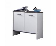 SAN DIEGO Meuble sous vasque L 60 cm - Blanc mat et gris - Meubles de salle de bain