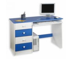 Bureau enfant 4 tiroirs lasuré blanc bleu - Bureaux