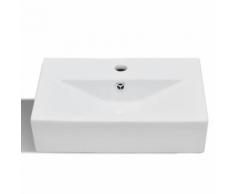KKmoon Vasque pour salle de bain en Céramique rectangulaire Lavabo Blanc 465 x 320 x 115 mm - Accessoires salles de bain et WC