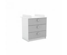 Demeyere Commode A Langer Clover 3 Tiroirs - Blanc Mat / Lin Tisse - Commodes et plans à langer