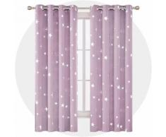 Deconovo Lot de 2 Rideaux Occultants Enfant Isolant Thermique Rideaux Motif Etoile Argenté à oeillet pour Chambre Enfant 140x183cm Rose Pâle - Rideaux et stores