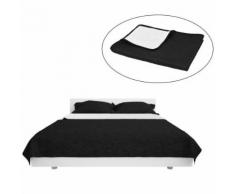 Meelady Couvre-lit Matelassé à Double Face Lavable en Machine 230x 260 cm Noir et Blanc - Cadre de lit