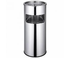 TECTAKE Cendrier Extérieur Intérieur sur Pied Poubelle 12 L en Acier Gris Chrome - Objet à poser