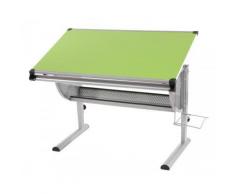Bureau enfant pivotant coloris vert, H 62-92 x L 117,5 x 68 cm -PEGANE- - Bureaux enfant et accessoires