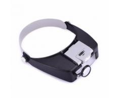 KKmoon Loupe de Lampe avec Bandeau de Tête Réglable pour Bijoutiers, Loupe avec 2 LED Lumières pour la Chirurgie, la Réparation, le Travail de Précision et Lecture--NOIR+BLANC - Loupe