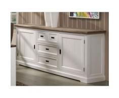 Grand Buffet enfilade contemporain bois massif couleur blanc EMELINE - Buffets