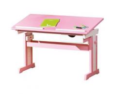 Bureau enfant Blanc/Rose, Dim : 55 x 109 x 88 cm -PEGANE- - Bureaux enfant et accessoires