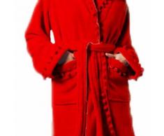 Peignoir pompons ROUGE - Linge de bain
