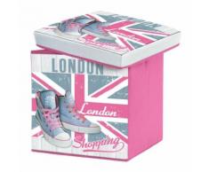 coffre de rangement pliable 38 x 38 x 38 cm polyester imprime girly london - Mobilier de Jardin