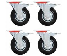 vidaXL 16x Roulettes Pivotantes avec Frein Double Roues Fixes pour Chariot Roulant Etabli Meuble Etagère à Livre Tables de Travail Capacité de 180 kg 200 mm - Accessoires pour meubles