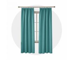 Deconovo Lot de 2 Rideaux Salon Design Moderne Cuisine Galon Fronceur Thermique Rideau Chambre Enfant Turquoise 229x229cm Anti Chaleur Occultant - Rideaux et stores