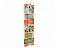 Porte-Manteau Mural en MDF avec 6 Crochets 120 x 40 cm Multicolore pour Chambre Salle de Bain Couloir Modèle 7 - Objet à poser