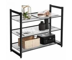 Meuble range-chaussures en tissu métallique à 3 niveaux / avec étagère plate et inclinée - Meubles à chaussures