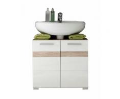 Meuble sous Lavabo Chêne de San Remo Claire Blanc Ultrabrillant - Meubles de salle de bain