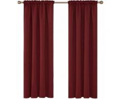 Deconovo Lot de 2 Rideau Fenetre Cuisine Salon Rideaux Thermiques Salon Design Moderne Rideau Occulant Isolant Pass Tringle 140X260cm Rouge - Rideaux et stores