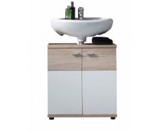 Meuble sous Lavabo Chêne de San Remo Claire/Blanc 60 x 65 x 35 cm - Meubles de salle de bain