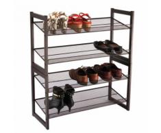 Étagère a Chaussures Métallique 4 Tablettes Bronze - Meubles à chaussures