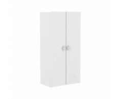 MISTIGRI 261536 Armoire de chambre - 2 portes - Blanc mat et gris clair - Armoire bébé