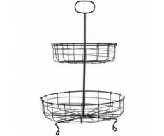 Corbeille à Fruits en Métal 2 Étages 50cm Noir - Accessoires de rangement