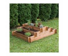 EKJU Carré potager en espalier en pin FSC teinté brun - 315 L - 140 x 113 x 37 cm - Jardinières et bacs
