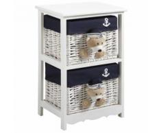 Aubry Gaspard - Commode 2 tiroirs en bois et osier Ourson - Commodes et plans à langer