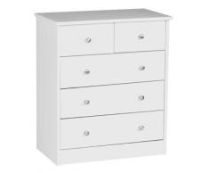 Wohnling wl1.339 commode 5 tiroirs blanc 60 x 70 x 35 cm - Commodes et plans à langer