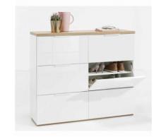 Armoire à Chaussures 6 Tiroirs à Rabat Couleur Blanc Lucide 24 Chaussures - Armoire