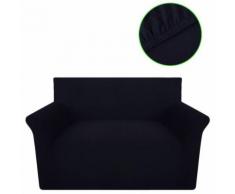 Homgeek Housse de Canapé Couverture Salon Décor 2 Places en Jersey Coton Noir - Textile séjour