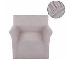 vidaXL housse de canapé tissu tricoté en polyester extensible beige - Textile séjour