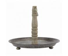 Etagère Présentoir Plateau de Présentation Rond Corbeilles à Fruits Centre de Table en Zinc et Bois 32x32x32cm - Objet à poser