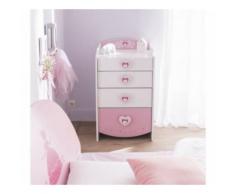 Commode enfant 4 tiroirs Mulan rose et blanche - Commodes