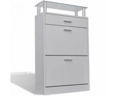 Meuble armoire à chaussure entrée chambre bois tiroirs 12 paires - Meubles à chaussures