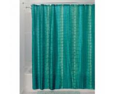 InterDesign Moxi rideau de douche avec 12 illets pour une fixation facile, rideau de douche original en polyester avec motif à carreaux, bleu/vert - Accessoires salles de bain et WC