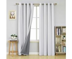 Deconovo Lot de 2 Rideau Decorations Occultant Doublé à Oeillets Couche de Mousse pour Salon 140x229cm Isolant Thermique Beige - Rideaux et stores