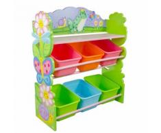 Etagère de rangement bois + bacs paniers casiers chambre enfant fille TD-12245A - Rangement enfant
