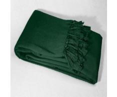 Jete de canape a franges 180 x 220 cm coton tisse lana Vert - Textile séjour