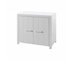 Vipack Commode 2 portes pin massif laqu blanc Erik - Commodes et plans à langer