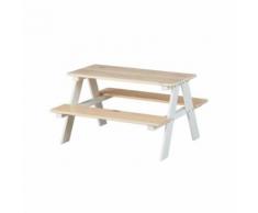 Paris Prix - Table & Banc Enfant henning 90cm Blanc & Naturel - Bureaux