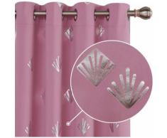Deconovo Lot de 2 Argenté Motif Rideaux de Chambre Occultants Thermiques à OeilletsIsolation pour Rideau Salon Moderne Décoration 140 x 180cm Rose - Rideaux et stores