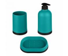 Set de 3 Accessoires de Salle de Bain Strip Turquoise - Accessoires de bain