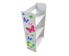Bibliothèque Meuble De Rangement Motif Colorés Papillons Bibliothèque Décoration Etagere De 3 Casiers Blanc Sur Des Livres De Jouets - Rangement enfant