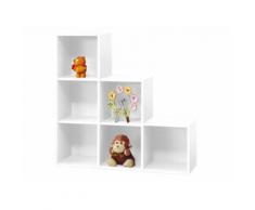 Etagère escalier en bois H93cm L93cm 6 niches COMPO - Blanc - Étagère