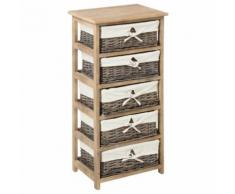 Chiffonnier avec 5 Paniers Aby - H. 86 cm - Marron naturel - Commodes